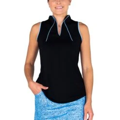 Optimal Golf Shop 7 Jofit Baileys Collection Cutaway Notch Collar Womens Sleeveless Golf Polo