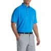 FootJoy Stretch Pique Vintage Floral Trim French Blue Mens Golf Polo -Optimal Golf Shop 21652 FRENCHBLUE