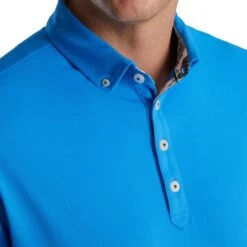 FootJoy Stretch Pique Vintage Floral Trim French Blue Mens Golf Polo -Optimal Golf Shop 21652 FRENCHBLUE 2